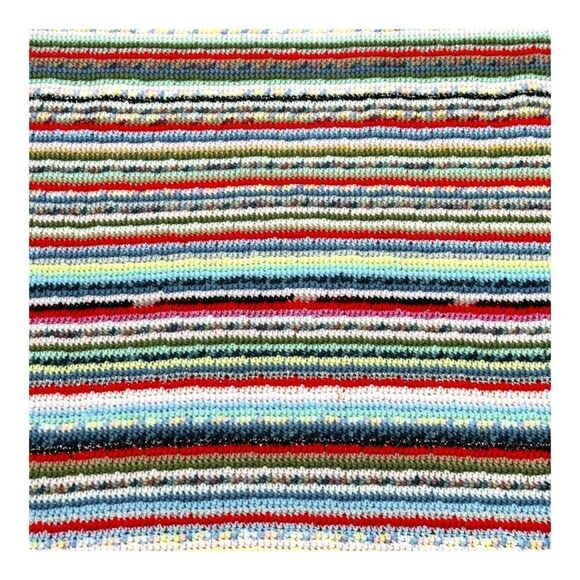 Handmade Striped Crochet Blanket Boho Kitsch Cottage Core Cozy Throw - 51x 69 - Picture 1 of 4